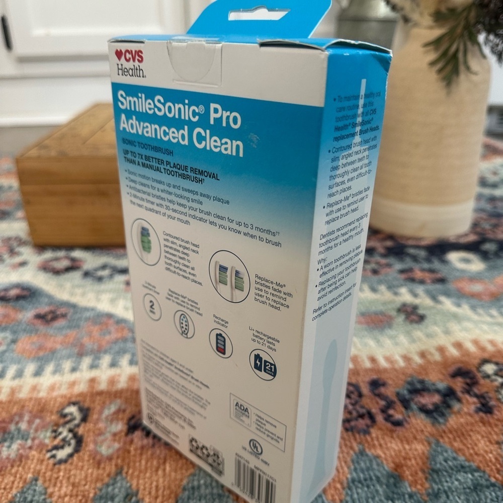 New CVS Health Smile Sonic Pro Advanced Electric Toothbrush Clean Sonic - Picture 5 of 14
